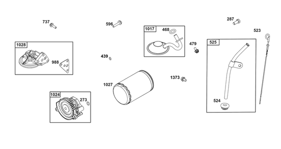 Lubrication Group Diagram and Parts List for 356447-0697-B5 200000 - 399999 Briggs and Stratton Engine